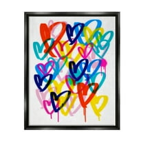 Stupell Industries Modern Graffiti Hearts Abstract Painting Black Floater Framed Canvas Art Print Wall Art, 17 x 21