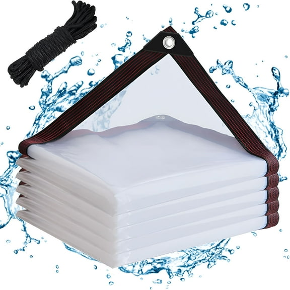 MISSMILE 2026 New Clear Tarps Waterproof 6X6 with Grommets Clear Vinyl Tarp Heavy Duty Outdoor Clear Plastic Tarp Clear Pvc Tarp Covering for Patio Henhouse Porch Canopy Plant Camping