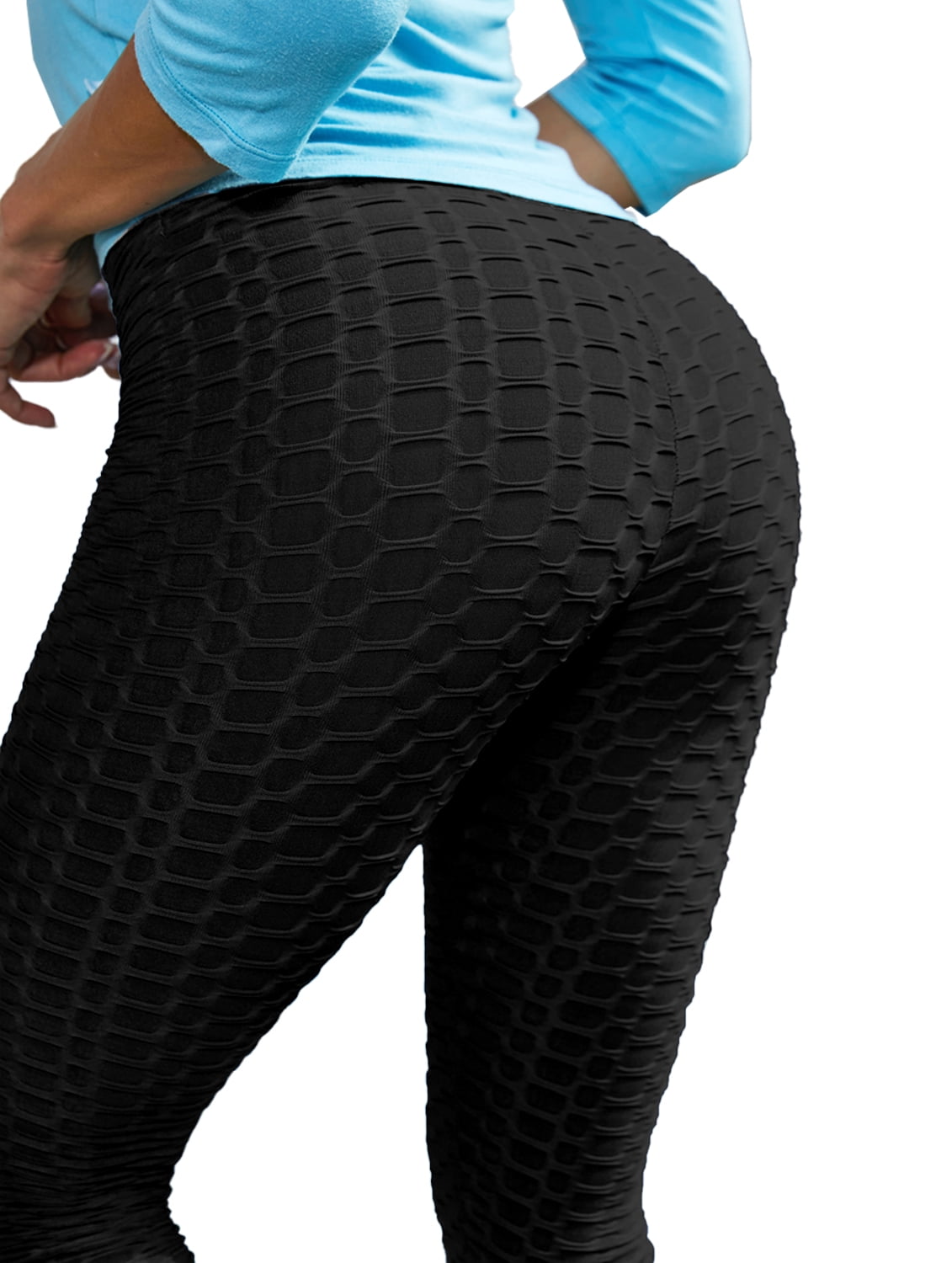 Womens Anti-Cellulite Textured Bubble Waffle Push Up Yoga Gym Sports Leggings UK 