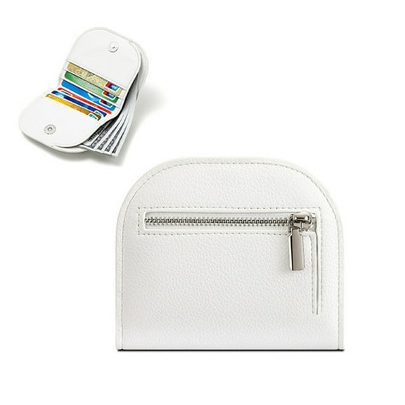 Womens Wallet 4.33x0.9x3.74in Slim Minimalist Front Pocket Credit Card Holder, Small Zip Wallet Credit Card Wallet(White)