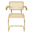 thumbnail image 4 of Breuer Chair Company Marcel Breuer B64 Cesca Cane Cantilever Armchair Arm Chair w/ Brass Steel Frame Natural Wood & Natural Cane (Made in Italy) by Furnish Theory, 4 of 16