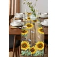 thumbnail image 4 of nqOlkjepod Sunflowers Table Runner 60 Inches Long Farmhouse Dress Scarves, Botanical Floral Butterfly Brown Wooden Grain Dining Tablerunner for Coffee Table/Kitchen Island/Party Décor, 13" x 60", 4 of 8
