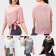 thumbnail image 4 of Camiseta holgada de mujer Medias mangas Abertura lateral Cubiertas para deportes Abanopi Rosa/XS, 4 of 7