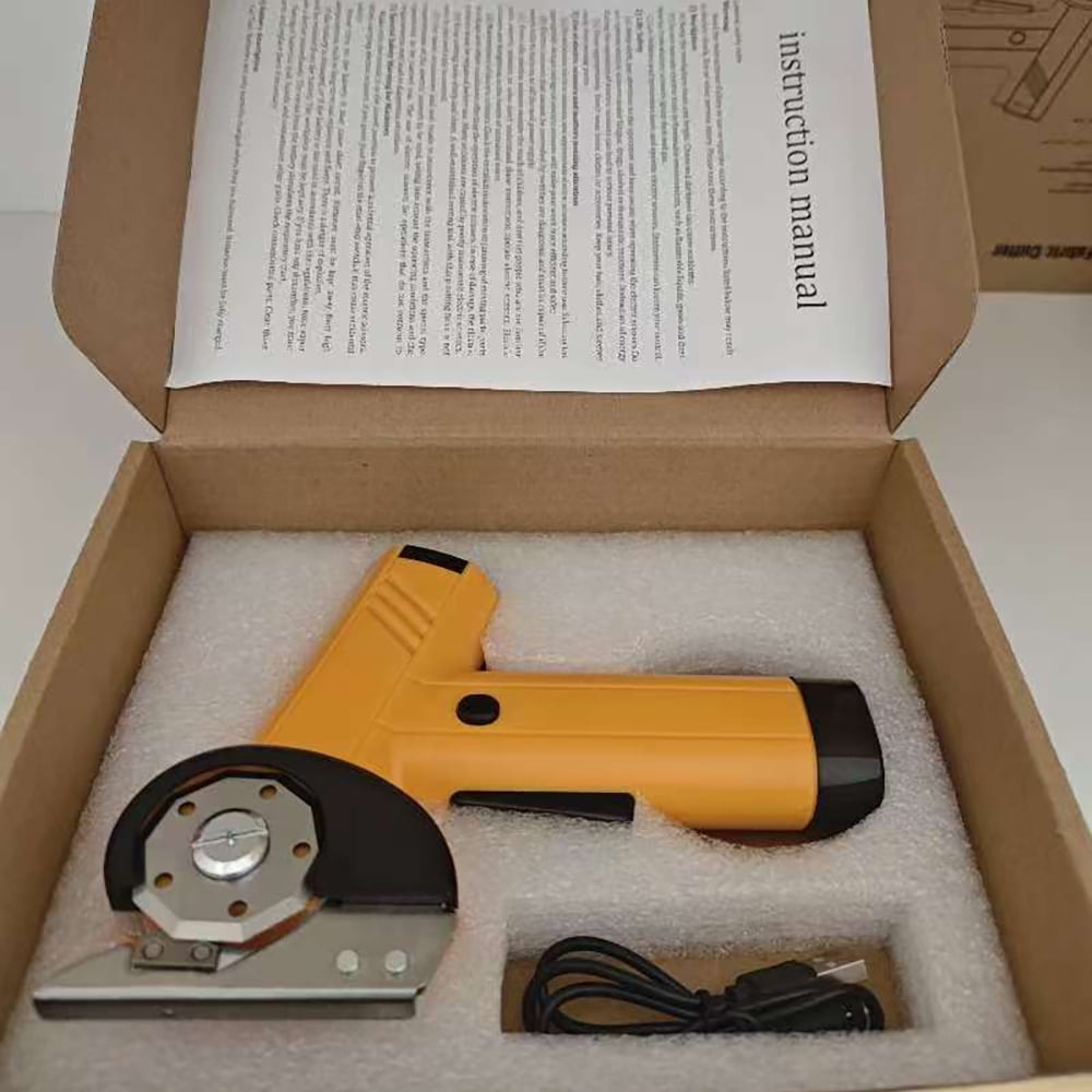 40W Cordless Electric Scissors with LED Display Four Adjustable Settings, USB Charge Fabric Cutter with 2000mAh Battery, Great Gift for DIY Crafts, Fabric, Leather Projects，Yellow