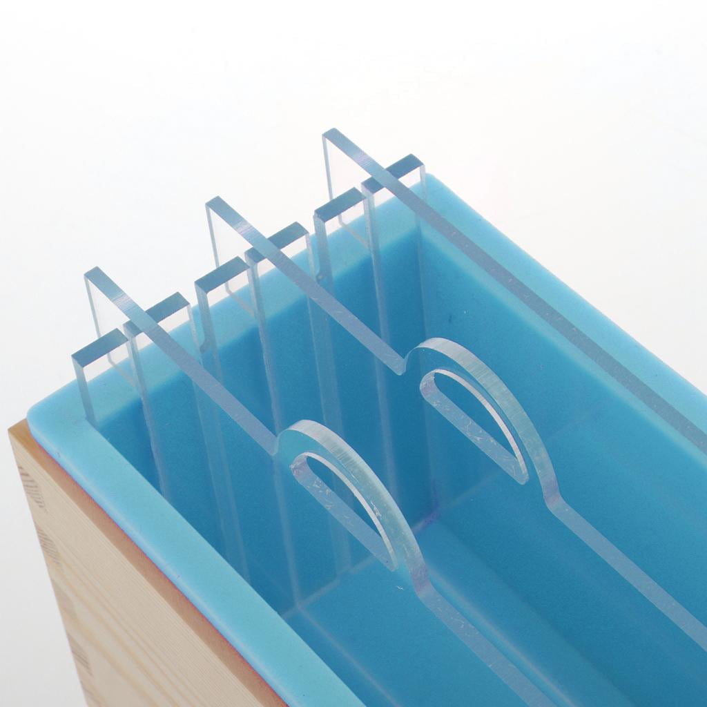 FVDPWYE Rectangle Soap Silicone Loaf Mold Dividers w/Wood Box For Candle Making Supplies Blue