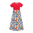 thumbnail image 4 of SGFCWSX Girls Short Sleeve Maxi Dress Kids Graphic Print Crewneck Summer A-Line Dress with Pockets for Casual Wear Red Size 7-8 Years, 4 of 8
