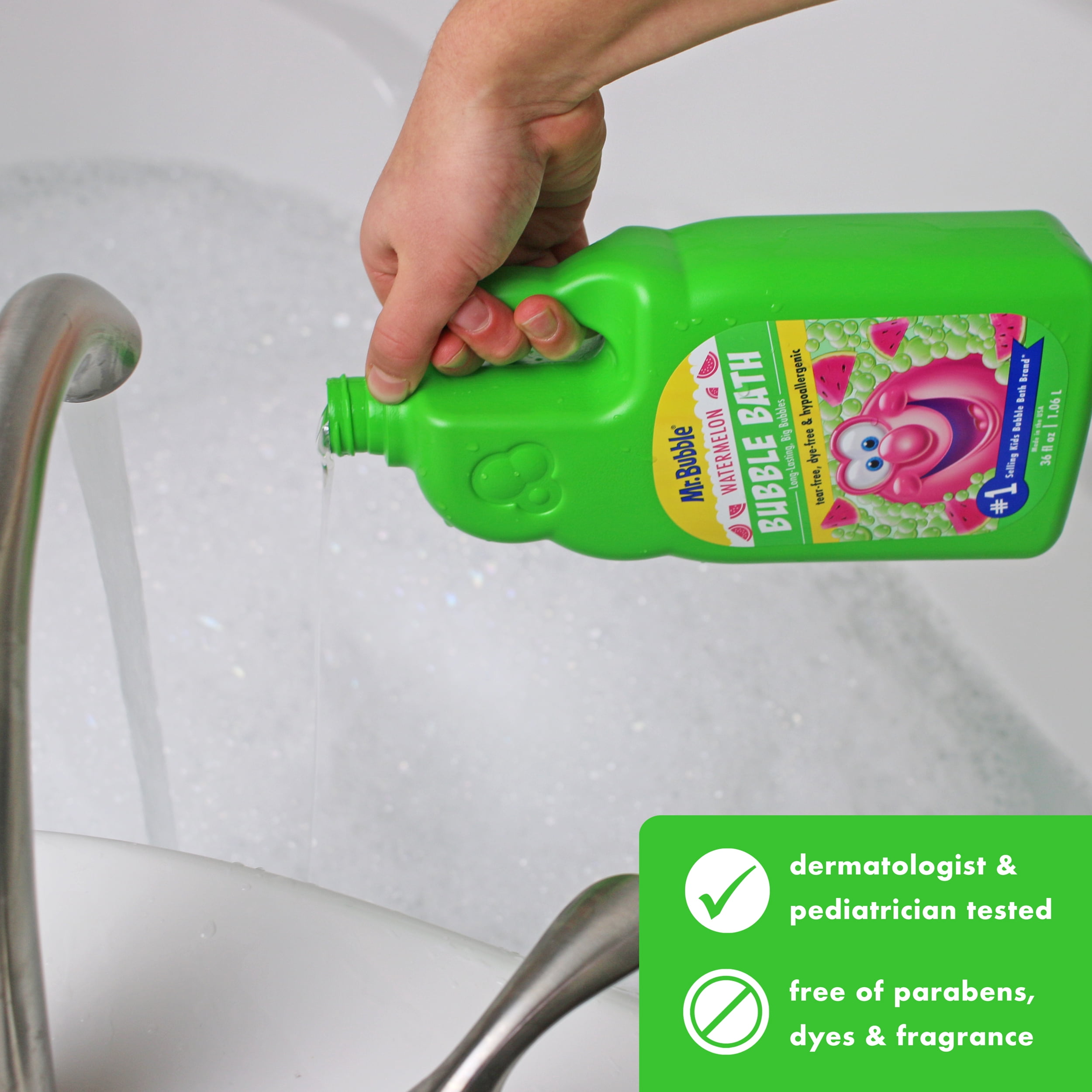 Mr. Bubble Watermelon Bubble Bath, Hypoallergenic Bubble Bath for Kids, Dye Free, 36 fl oz