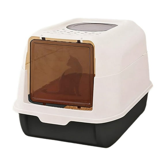 Black Extra Large Covered Cat Litter Box Odor Proof Design Anti Splash With Door And Scoop For Multiple Cats Black