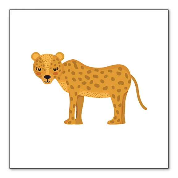 DistinctInk Custom Bumper Sticker - 10" x 10" Decorative Decal - White Background - Cartoon Cheetah Leopard
