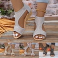 thumbnail image 5 of Wedge Dressy Sandals for Women 2025 Sparkly Sequin Open Peep Toe Mid Heel Gladiator Dress Sandals Ladies, 5 of 6