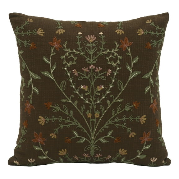 Better Homes & Gardens 20"x20" Brown Embroidery Decorative Throw Pillow