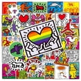 thumbnail image 2 of Paquete de pegatinas Keith Haring Anime, 50 unidades, vinilo impermeable, 2 of 4