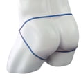 thumbnail image 3 of WZXFASHION Mens Open Front Mesh G String Pouch Underwear Panties T-Back Thong Bikini Intimates Blue XL, 3 of 6