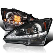 Spec-D Tuning Black Projector Headlights w/ Sequential LED Signal Compatible with 2006-2010 Lexus IS250 IS350, Left   Right Pair Headlamps Assembly