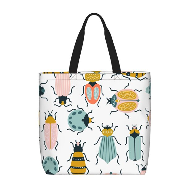 Balery Colorful Insects Bolsa de Mano para Mujeres con Cremallera, Bolsa de Gimnasio con Compartimentos, Bolsa para Laptop, Bolsa para Trabajo