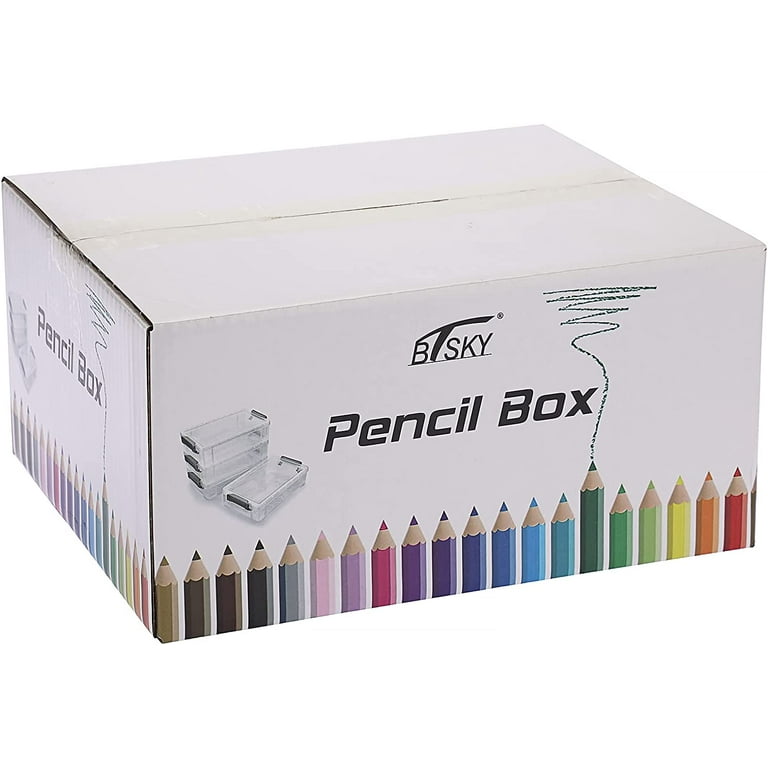  BTSKY 4 Pack Extra Large Capacity Plastic Pencil Box