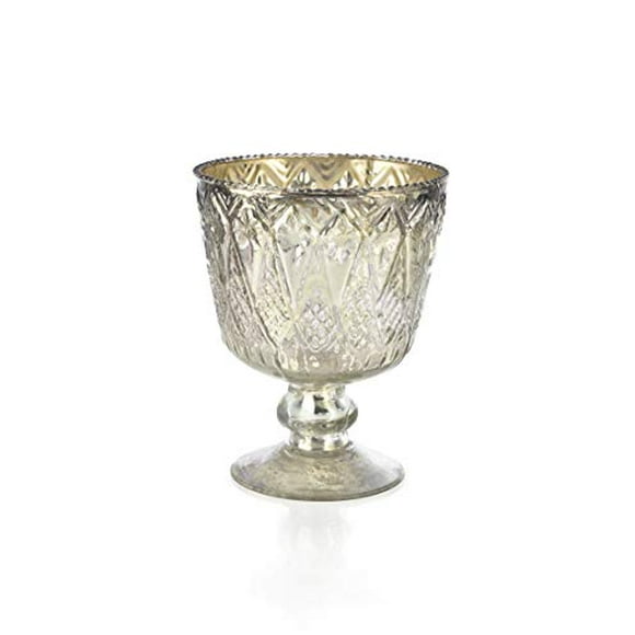 Serene Spaces Living 7" Antique Silver Glass Coupe Vase â€“ Handmade, Vintage â€“Inspired Silver Vase Adds Elegance to Any Space, Use for Home DÃ©cor, Event Centerpieces and Much More, 7" T x 5.5" Dia