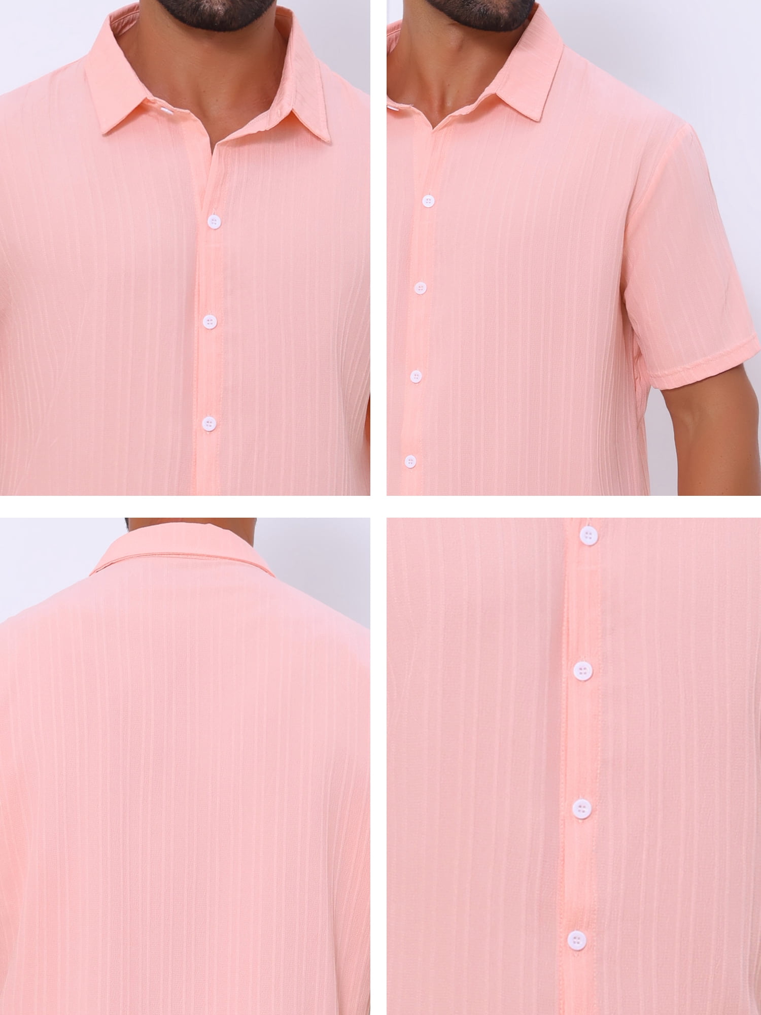 DARING DIVA Men's Short Sleeve Button Down Beach Summer Casual Shirt for Men XL Pink