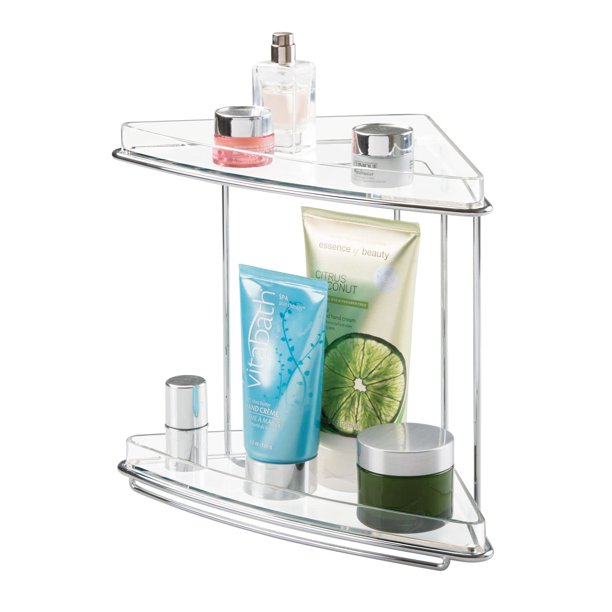 Organizador de esquina mDesign, acero/plástico, 2 niveles, transparente