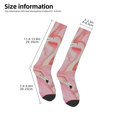 thumbnail image 2 of Xecao Flamingos print thigh-high socks, crafted for both men and women with a stretchy, high-opaque design perfect for daily wear, 2 of 6
