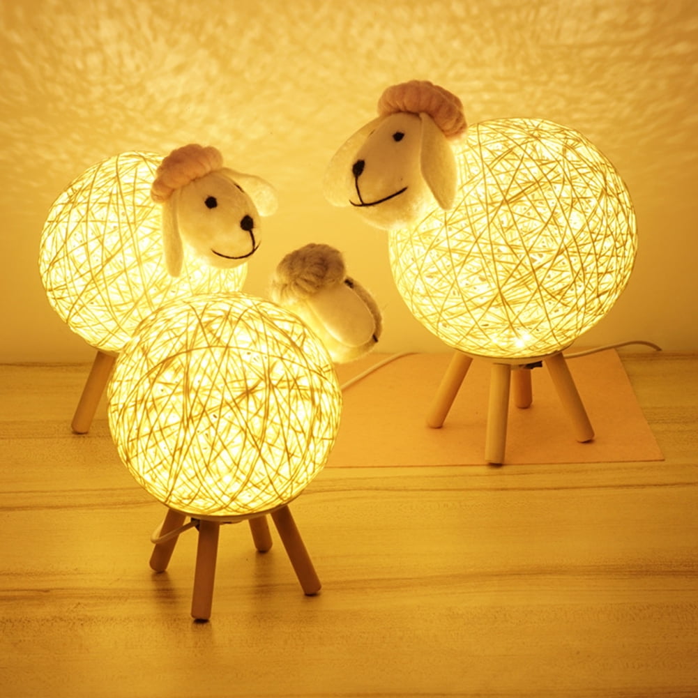 Cute LED Night Light Lamp Kids Dimming) Bedside Sheep Decor Bedroom Baby (L