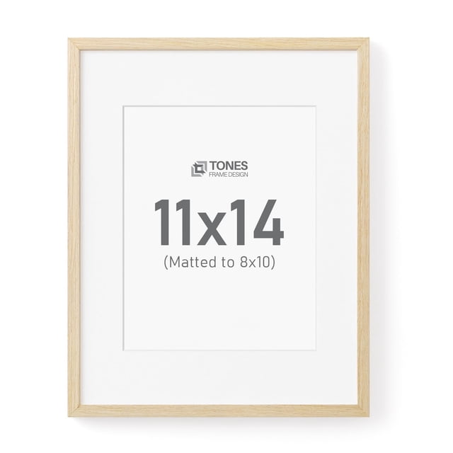Marco de fotos TONES FRAME DESIGN 11 x 14 de madera natural con tapete de 8 x 10