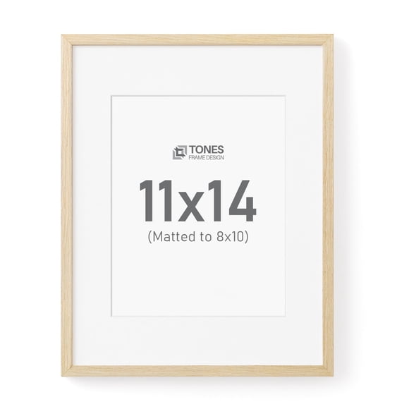 Marco de fotos TONES FRAME DESIGN 11 x 14 de madera natural con tapete de 8 x 10