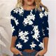 thumbnail image 1 of ICHUANYI Clearance Women's Fashion Printed T-shirt 3/4 Sleeves Blouse Round Neck Casual Tops(Navy, S) ICHUANYI WER2023080810978, 1 of 5