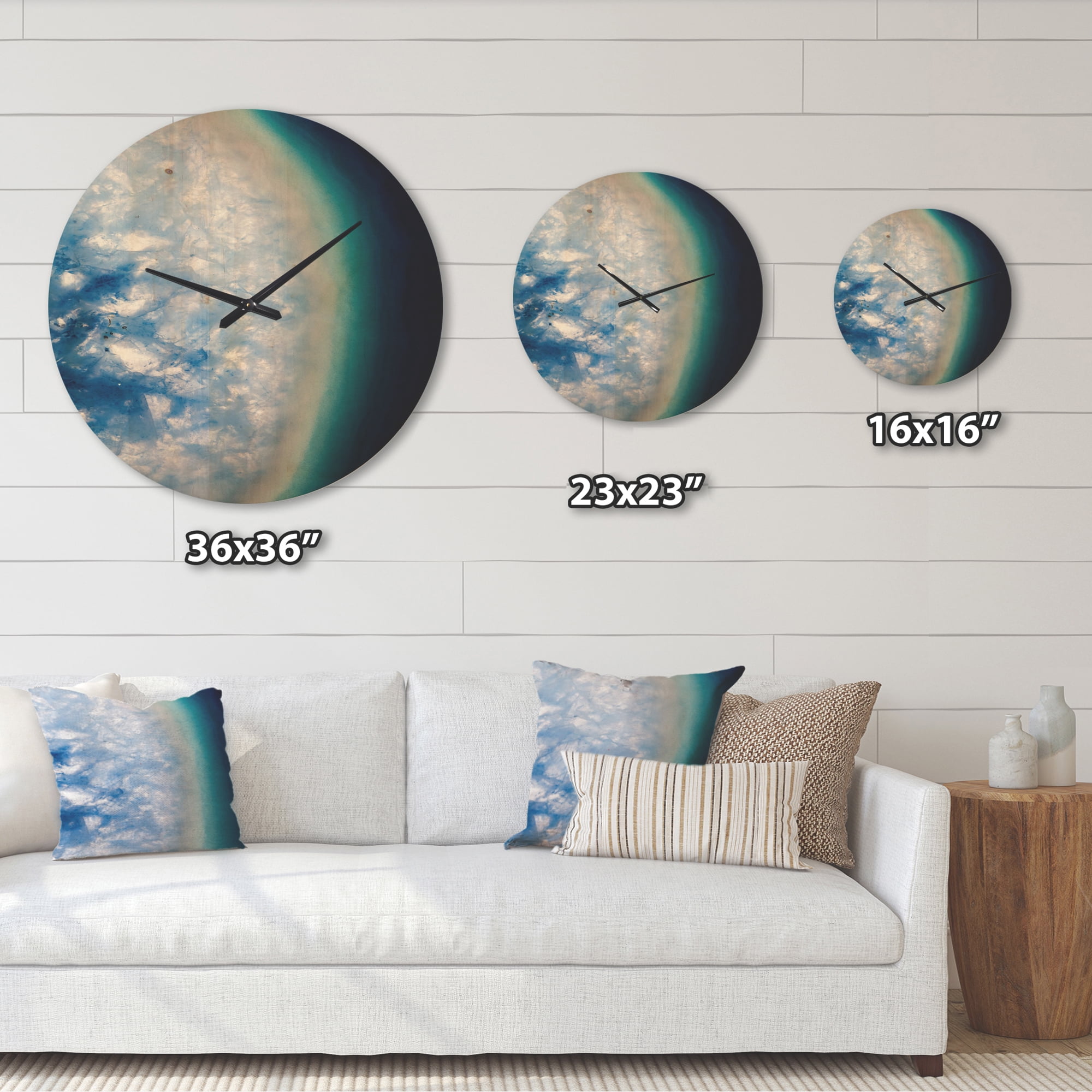 Designart 'Agate beautiful colorful texture slices' Modern Wood Wall Clock