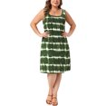 thumbnail image 2 of Agnes Orinda Plus Size Tie Dye Sleeveless Summer Dresses for Women Beach Tshirt Sundress Casual Loose Tank Dress 2X Army Green, 2 of 6