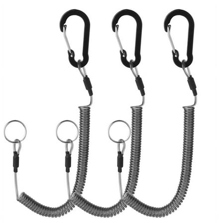 Pack of 3 Spiral Key Chains, Outdoor Spiral Cable,Retractable Safe Rope, Accessories with Clip Made of Aluminium Alloy