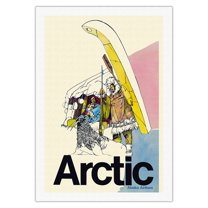 Arctic - Alaska Airlines - Native Inuit Indians - Vintage Airline Travel Poster c.1960s - Fine Art Rolled Canvas Print 27in x 40in