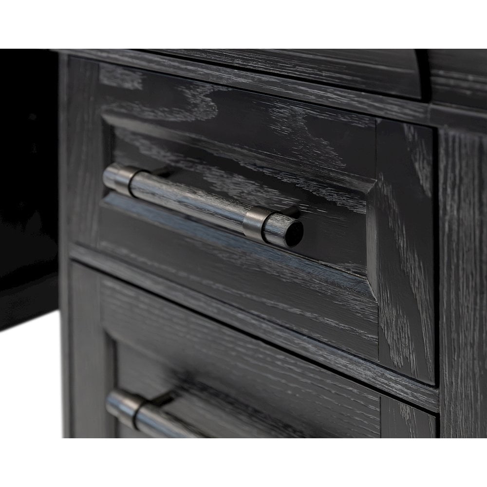 Traditional Wood Executive Desk Storage Office Credenza Fully Assembled Black