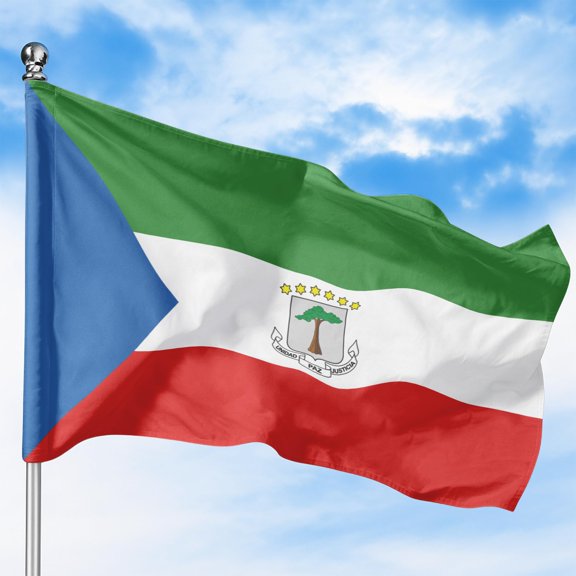 Equatorial Guinea Outdoor Flag (2x3ft) by DreamController - Durable, Fade-Resistant Polyester, Double-Stitched, Brass Grommets - HD Printed Central Africa Flag - Made in USA