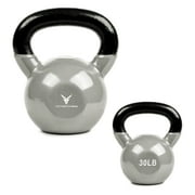 Victor Fitness VFKB30S - 30 lb Solid Cast Iron Vinyl Coated Silver Kettlebell