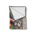 thumbnail image 2 of Hula Girl Soft Flannel Fleece Throw Blanket, Tribal Aloha Folks Volcano Culture Tourism Hibiscus Retro Design Illustration, Cozy Plush for Indoor and Outdoor Use, 50" x 70", Multicolor, by Ambesonne, 2 of 5