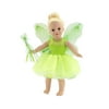 Emily Rose 18 inch Doll Tinkerbelle-Inspired Fairy Costume | Doll Outfit includes Removable Wings and Magic Wand | Fits American Girl Dolls