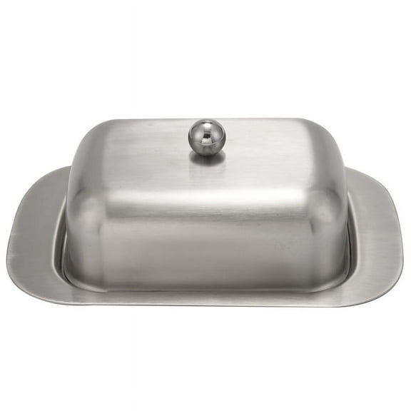 Stainless Steel Butter Dish Box Container Elegant Cheese Server Storage Keeper Tray With Easy To Hold Lid