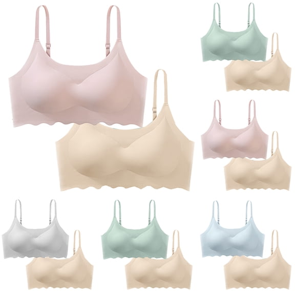 2PC Women Embroidered Comfortable Breathable Bras, Glossy Bralettes, Support Wireless Everyday Bra, Seamless Pullover for Women Daily Wear | TruBelle,Blue L
