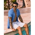 thumbnail image 3 of COOFANDY Mens Knit Button Down Shirt Short Sleeve Casual Polo Shirts Vintage Summer Beach Shirts Coffee, 3 of 5