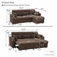thumbnail image 6 of Muumblus 82" Convertible Sectional Sofa Bed with Cup Holders, Storage Chaise, L-Shaped Sofa Sleeper Couch Bed for Living Room, Brown Polyester, 6 of 6