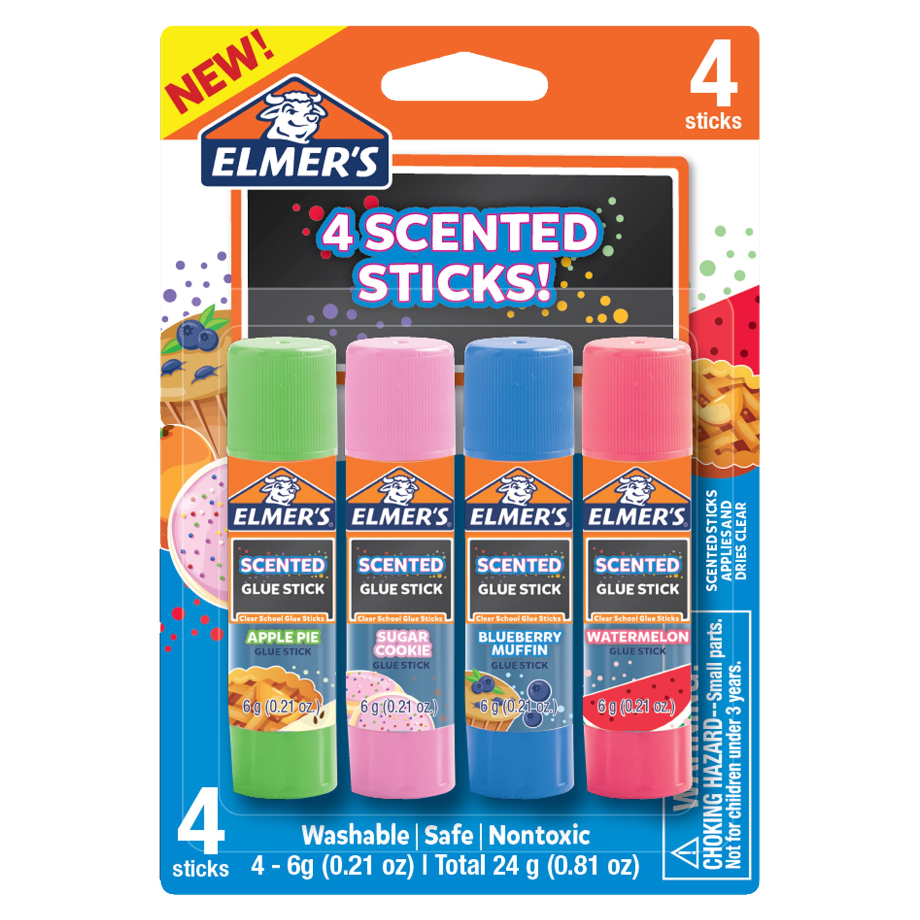 Elmer’s Scented Glue Sticks, Safe, Nontoxic School Glue, 4 Count (6g