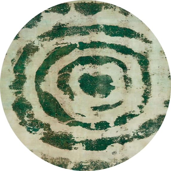 Ahgly Company Indoor Round Abstract Sage Green Abstract Area Rugs, 7' Round