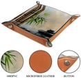 thumbnail image 3 of Women Girls Leather Square Dish Trinket Plate Jewelry Tray for Mothers Day Birthday Gift, Bamboo and Zen Stones, 3 of 6