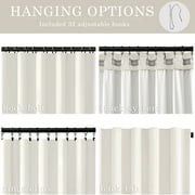 Topfinel 90 Inches Long Cream Velvet Curtains for Bedroom, Back Tab Light Blocking White Curtains with Hooks, Room Darkening Double Sided Drapes,Set of 2
