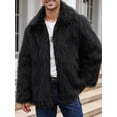 thumbnail image 2 of SUNSIOM Men's Fuffy Faux Fur Winter Coat Long Sleeve Lapel Collar Button Closure Jacket Overcoat Outwear, 2 of 7
