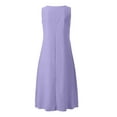 thumbnail image 5 of Wyobmus Womens Cotton Linen Dress for Size S-5Xl Casual Loose Summer Sleeveless V Neck Tank Dresses with Pockets Shift Vacation Outfits C-Purple, 5 of 5