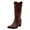 Red, variant on FSJ Women Western Cowboy Studded Pull On Mid-Calf Boots Square Closed Toe Block Wooden Low Heel Cowgirl Retro Stylish Boots Shoes Size 8 Red