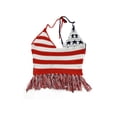 thumbnail image 5 of DcoolMoogl Women 4th Of July Halter Cami Tank Tops Sexy American Flag Crochet Crop Tops Summer Knit Bikini Shirts Tops Red Blue S, 5 of 7