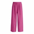 thumbnail image 4 of Dresfit Wide Leg Pants Women Linen Palazzo Beach Pant 2026 Summer Stretch Loose Trousers Flowy Elastic Business Slacks with Pockets Hot Pink 2XL, 4 of 6